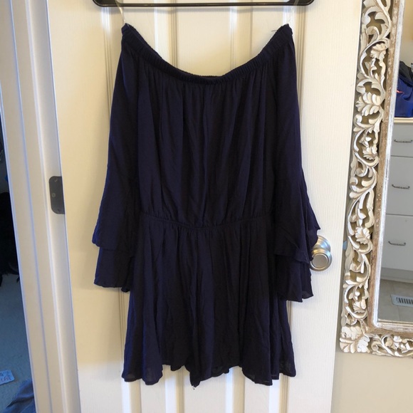 Altar’d State Navy Blue Bell Sleeve Romper - Picture 7 of 7